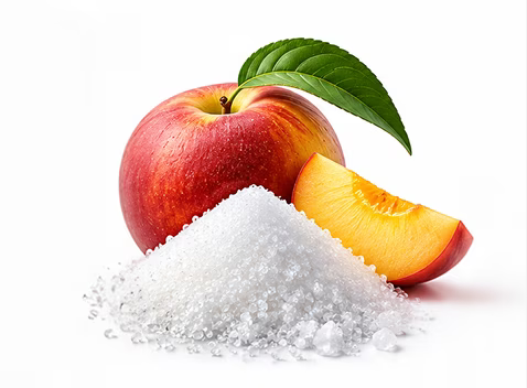 Fructose crystals with sliced peach
