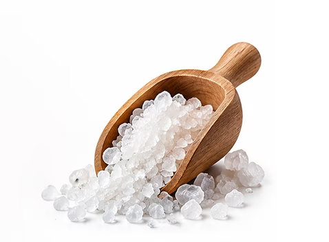 Wooden scoop of Australian sea salt
