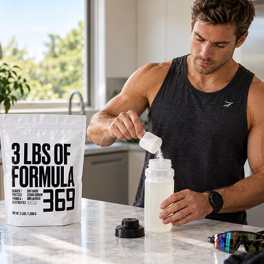 Formula 369 being mixed into a bottle