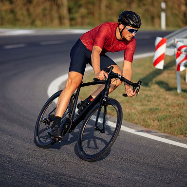 Cyclist training outdoors