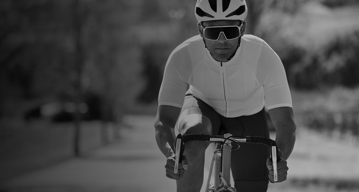 Cyclist riding a road bike outdoors