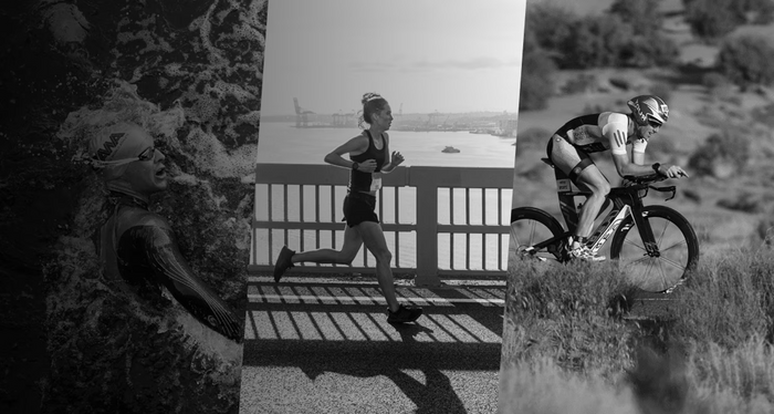 Triathlete transitioning between running and cycling