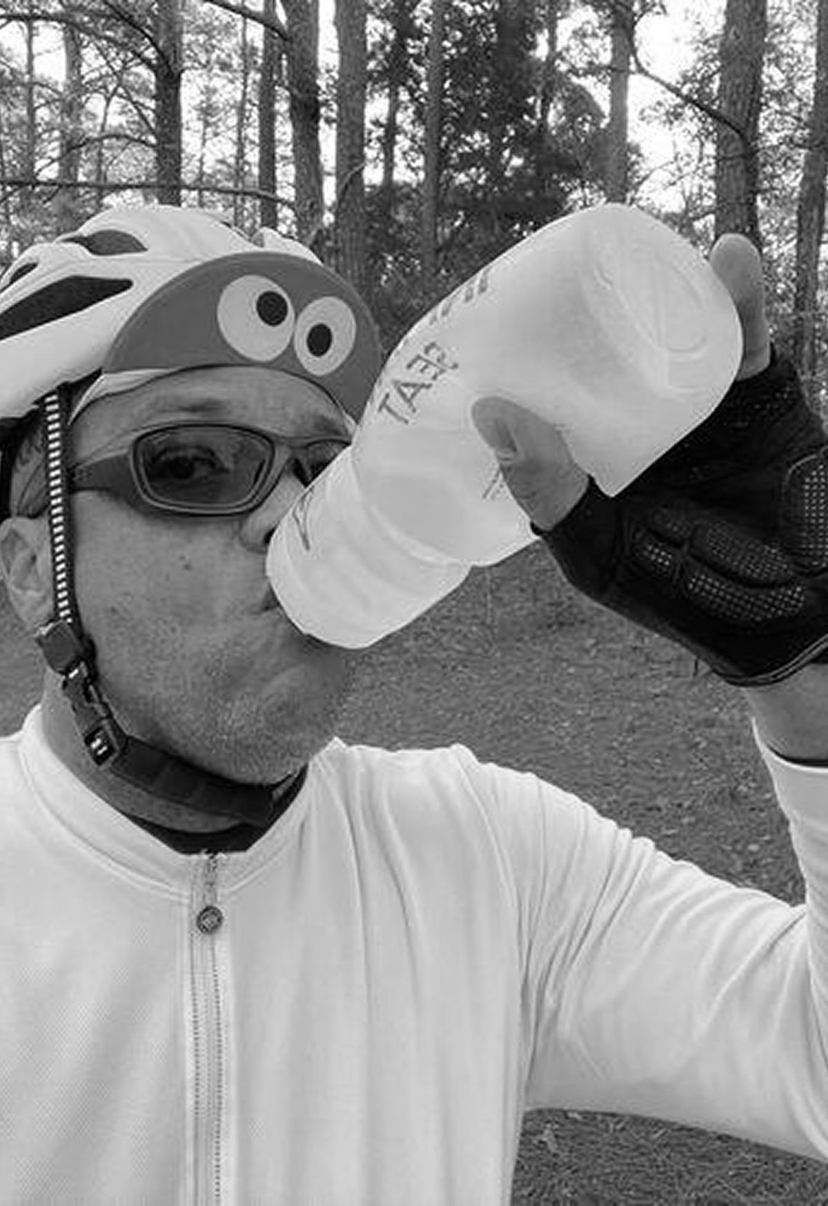 Endurance athlete drinking Formula 369 during a ride